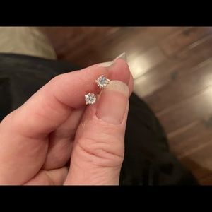 CZ ROSE GOLD PLATED .925 SS STUD EARRINGS